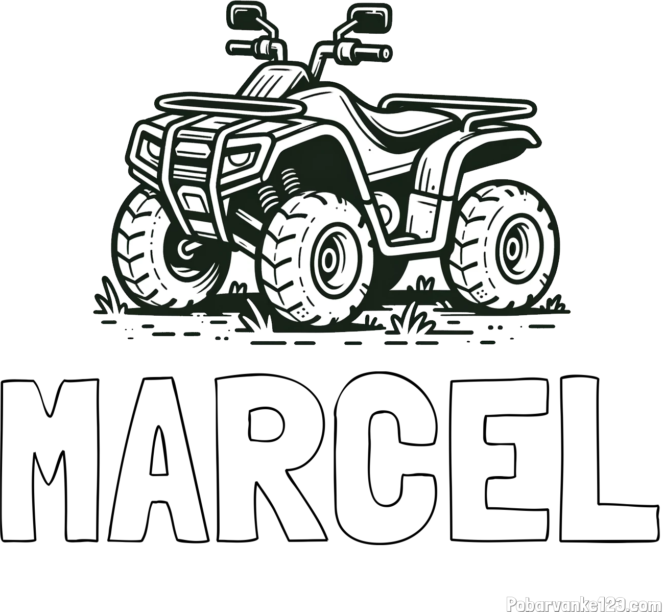 Pobarvanka imena MARCEL in pobarvanka štirikolesnika