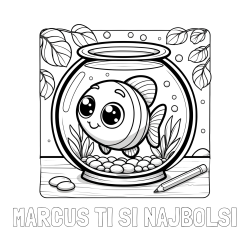 Online izdelana pobarvanka - Pobarvanka imena MARCUS TI SI NAJBOLŠI in pobarvanka ljubke ribice