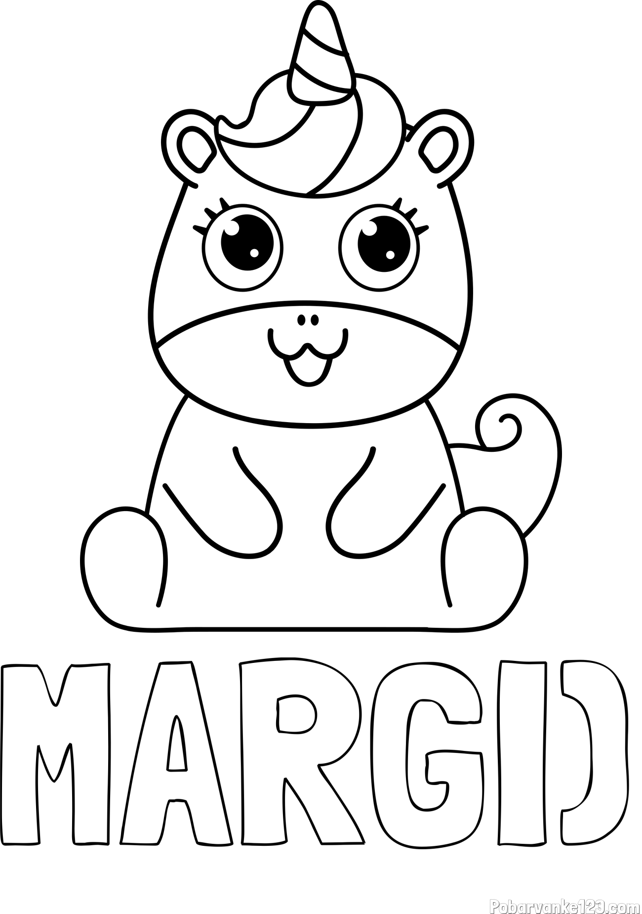 Pobarvanka imena MARGI) in pobarvanka čudovitega samoroga Unicorn
