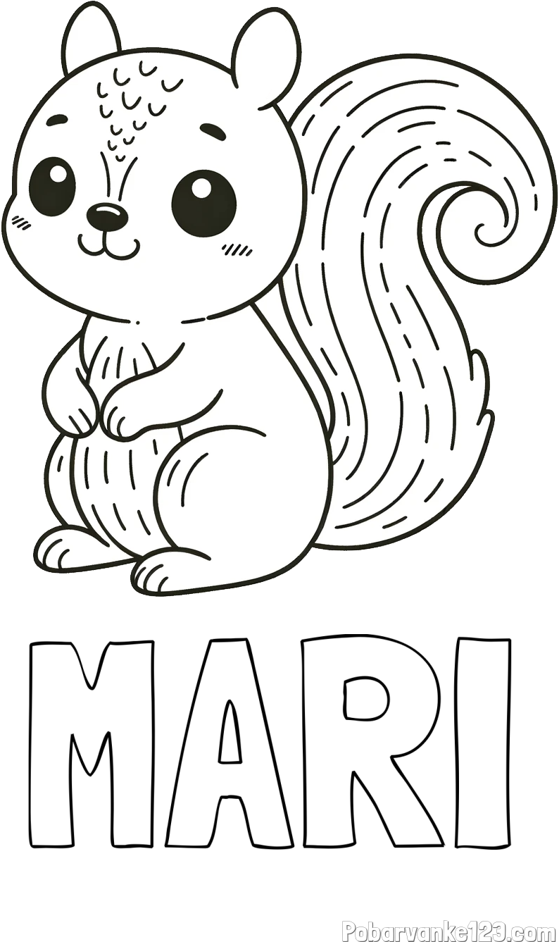 Pobarvanka imena MARI in otroška pobarvanka veveričke