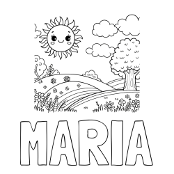 Online izdelana pobarvanka - Pobarvanka imena MARIA in otroška pobarvanka narave