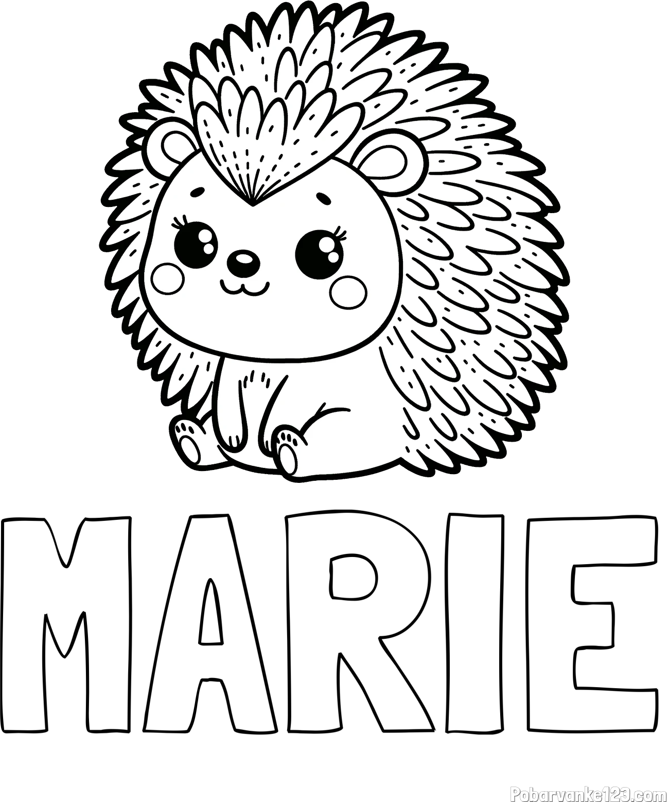 Pobarvanka imena MARIE in pobarvanka nasmejanega ježka