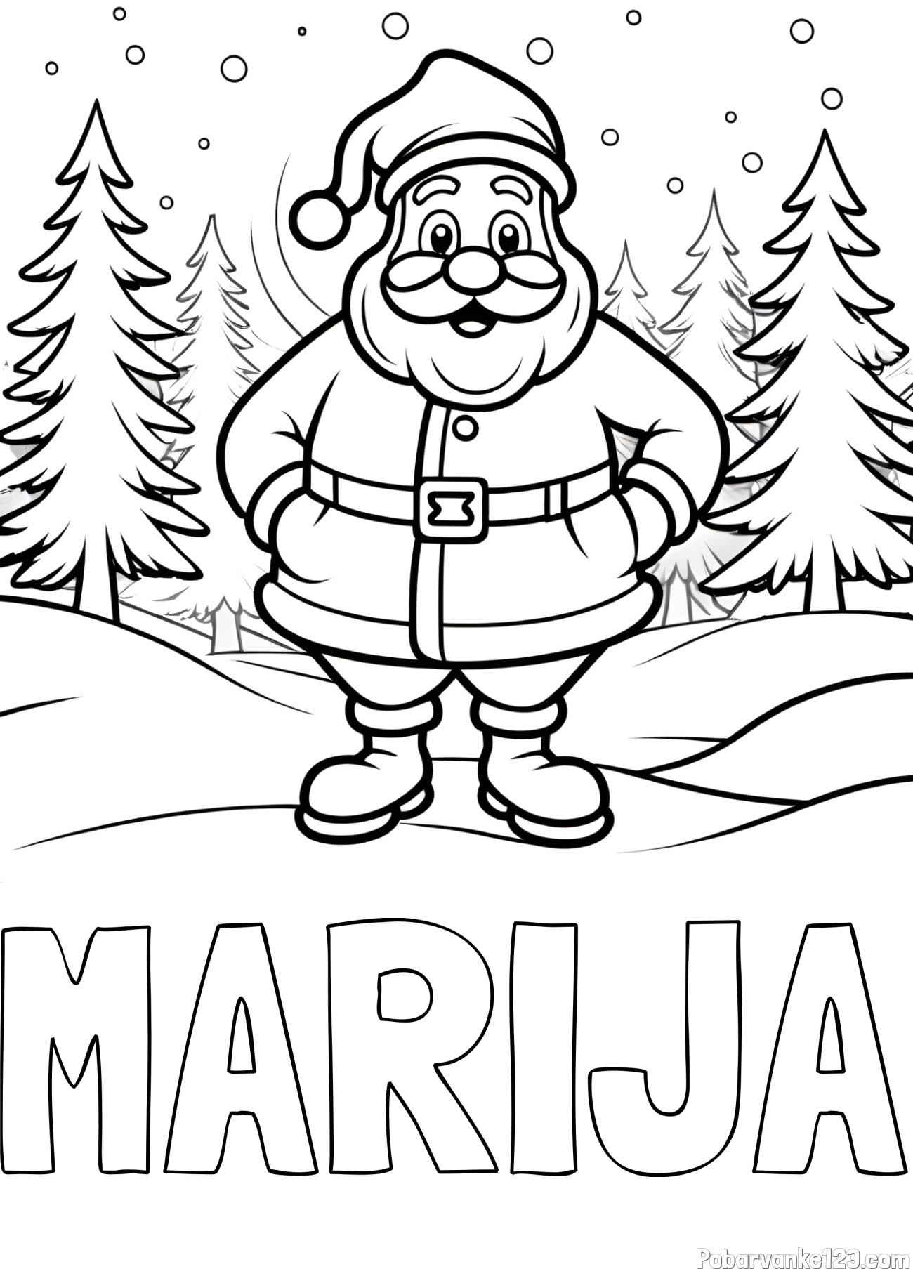 Pobarvanka imena MARIJA in pobarvanka Božička v gozdu