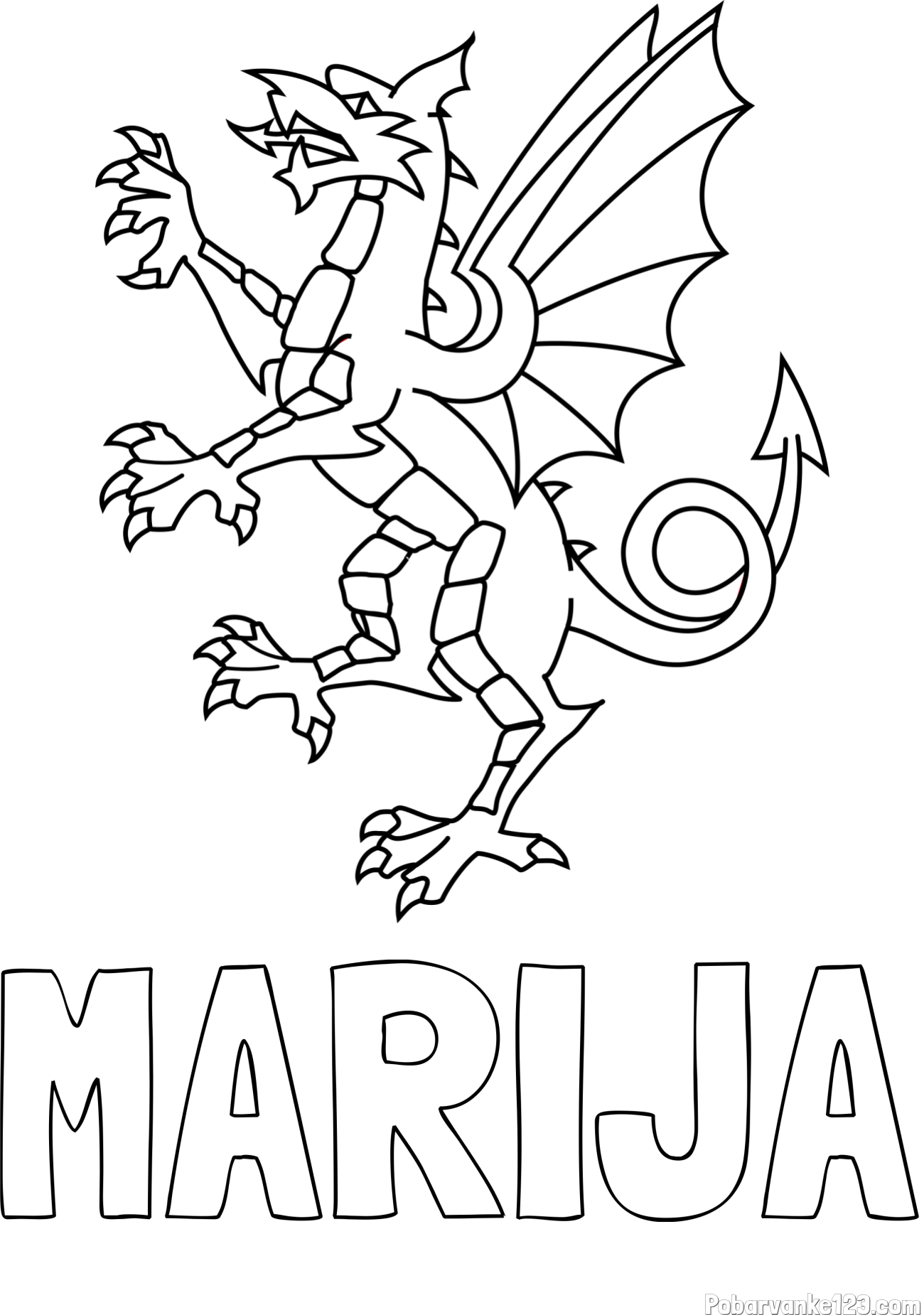 Pobarvanka imena MARIJA in pobarvanka zmaja