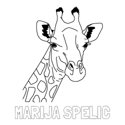 Online izdelana pobarvanka - Pobarvanka imena MARIJA ŠPELIČ in lepa pobarvanka žirafje glave
