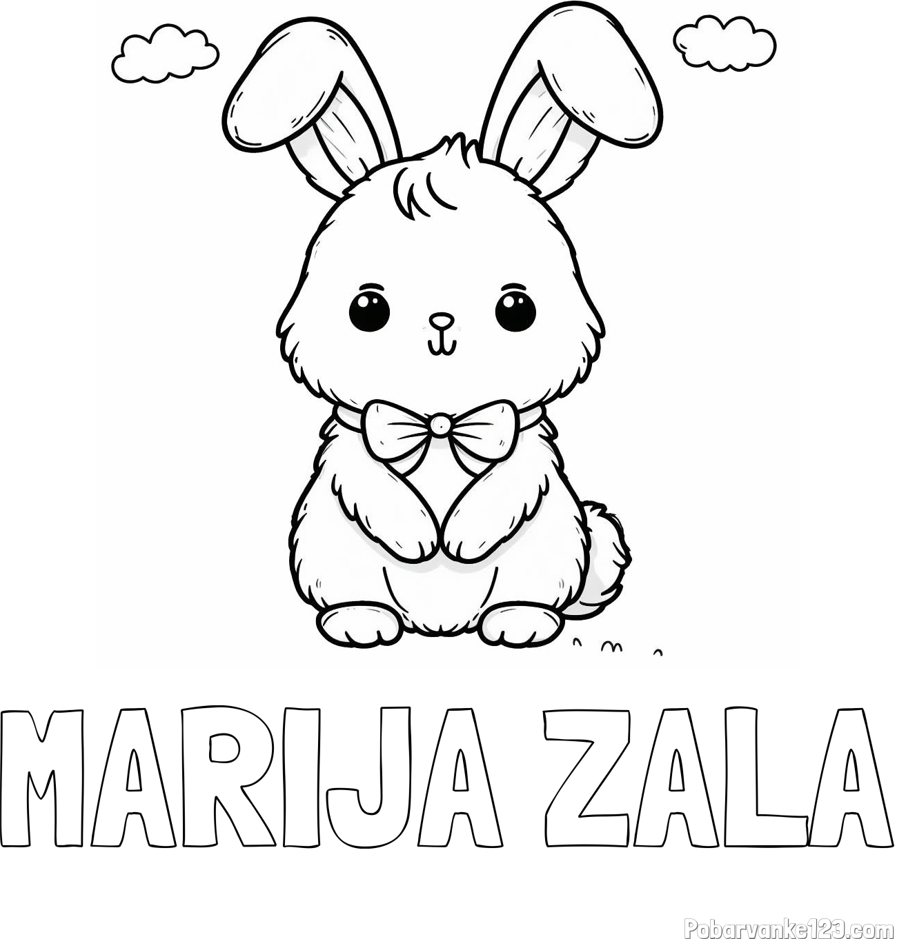 Pobarvanka imena MARIJA ZALA in pobarvanka prikupnega zajčka