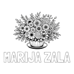 Online izdelana pobarvanka - Pobarvanka imena MARIJA ZALA in pobarvanka velikega šopka rož