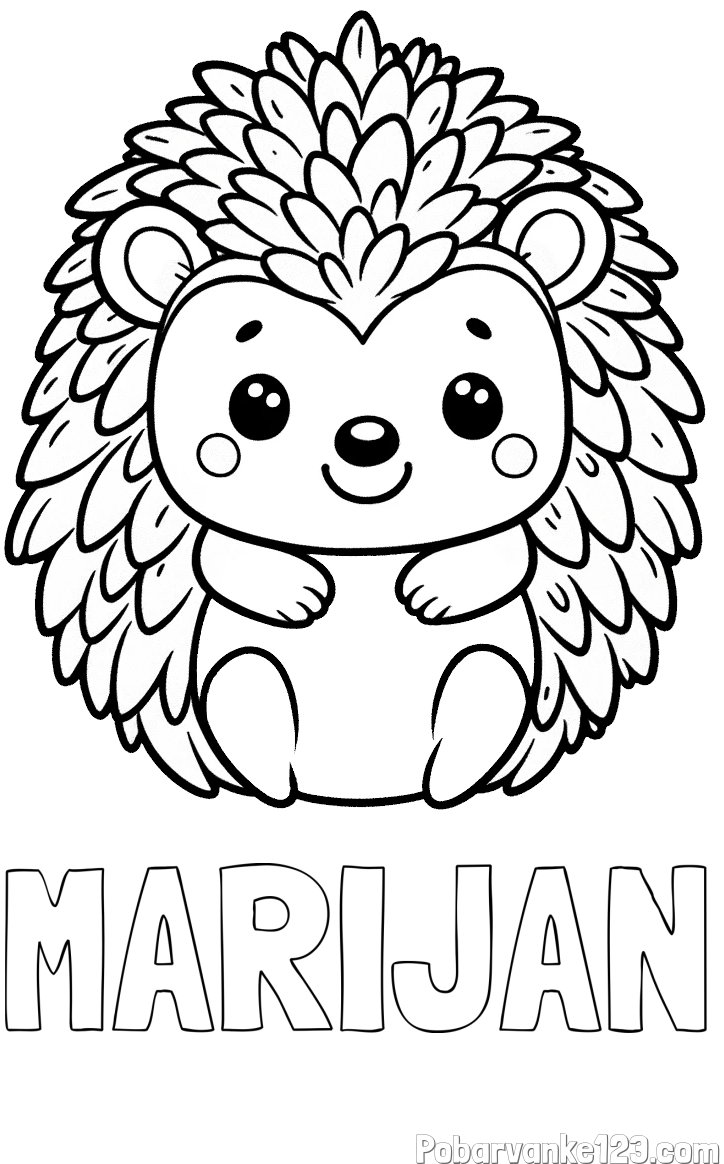 Pobarvanka imena MARIJAN in pobarvanka prikupnega ježa