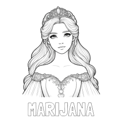 Online izdelana pobarvanka - Pobarvanka imena MARIJANA in pobarvanka realistične princese