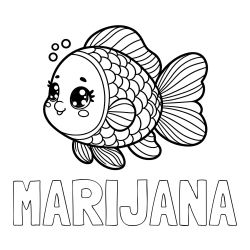 Online izdelana pobarvanka - Pobarvanka imena MARIJANA in pobarvanka ribe z bujnimi plavutmi