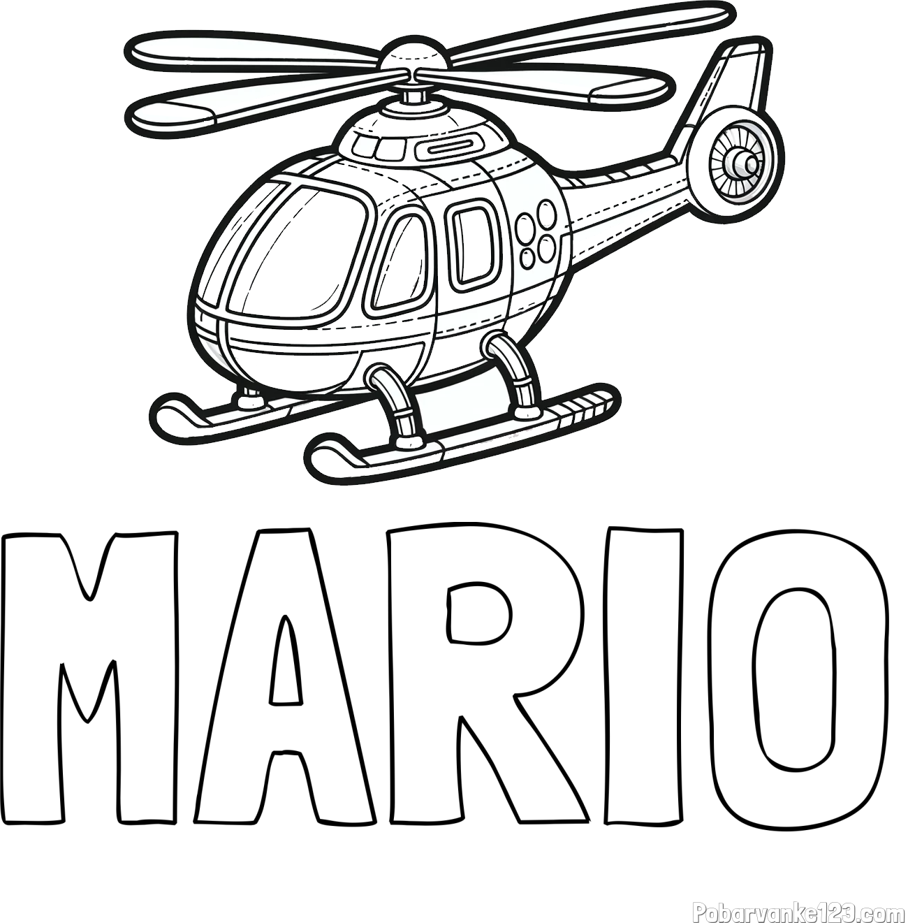 Pobarvanka imena MARIO in pobarvanka helikopterja