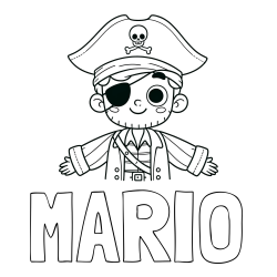 Online izdelana pobarvanka - Pobarvanka imena MARIO in pobarvanka prijaznega gusarja