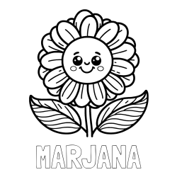 Online izdelana pobarvanka - Pobarvanka imena MARJANA in pobarvanka ljubke in nasmejane rože