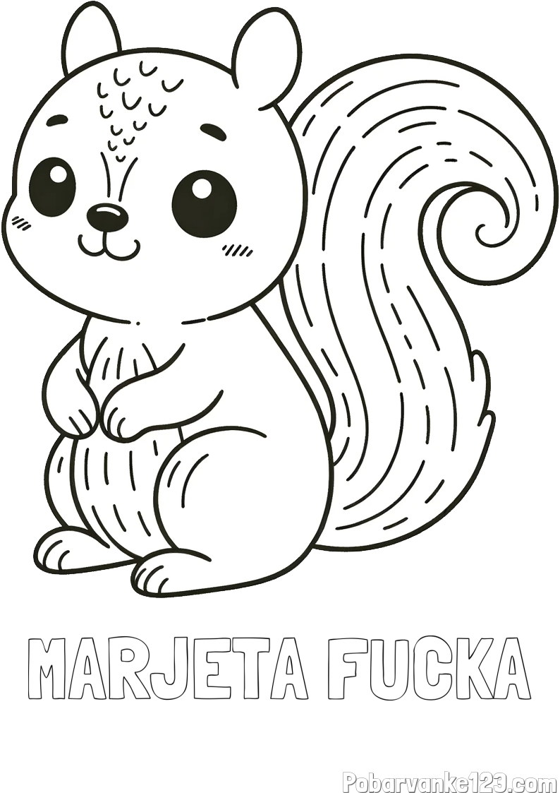 Pobarvanka imena MARJETA FUČKA in otroška pobarvanka veveričke