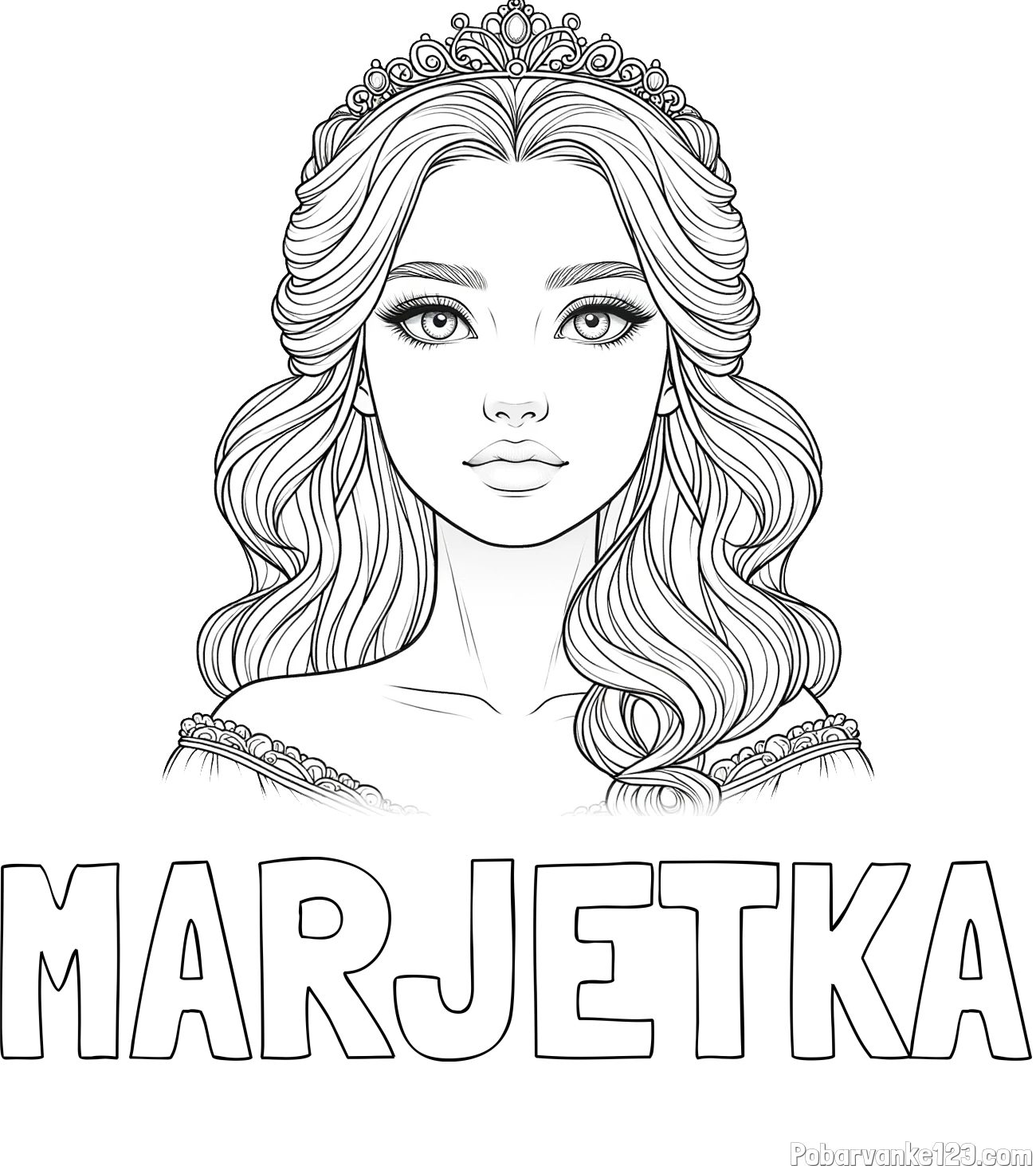 Pobarvanka imena MARJETKA in pobarvanka ljubke princese s krono