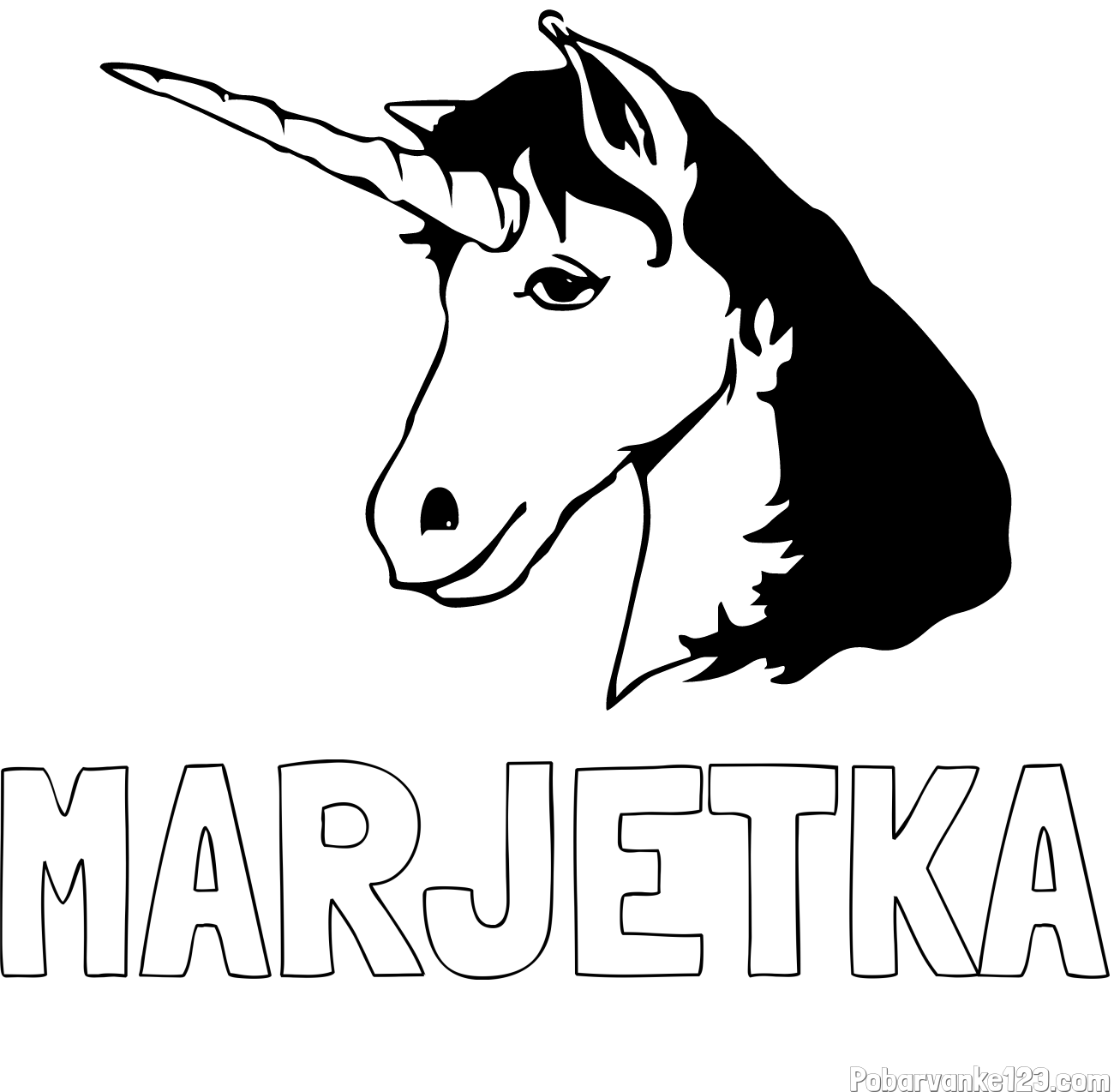 Pobarvanka imena MARJETKA in pobarvanka samorog