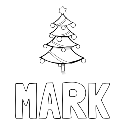 Pobarvanka imena MARK in božična smreka
