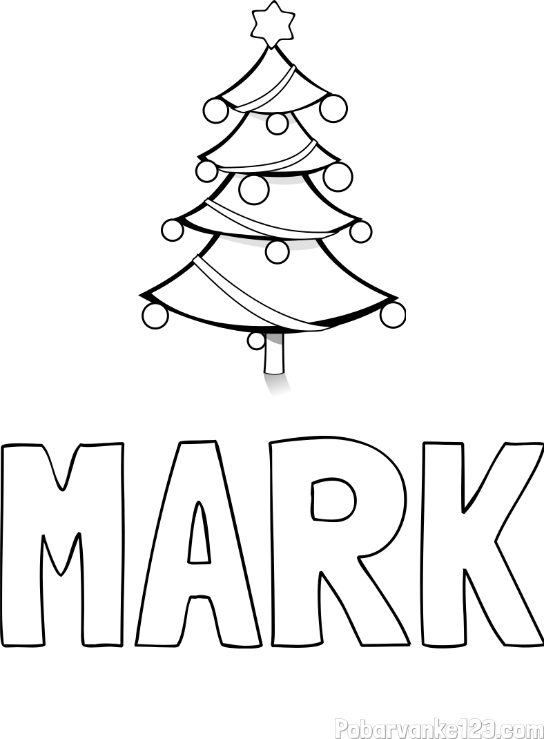 Pobarvanka imena MARK in božična smreka