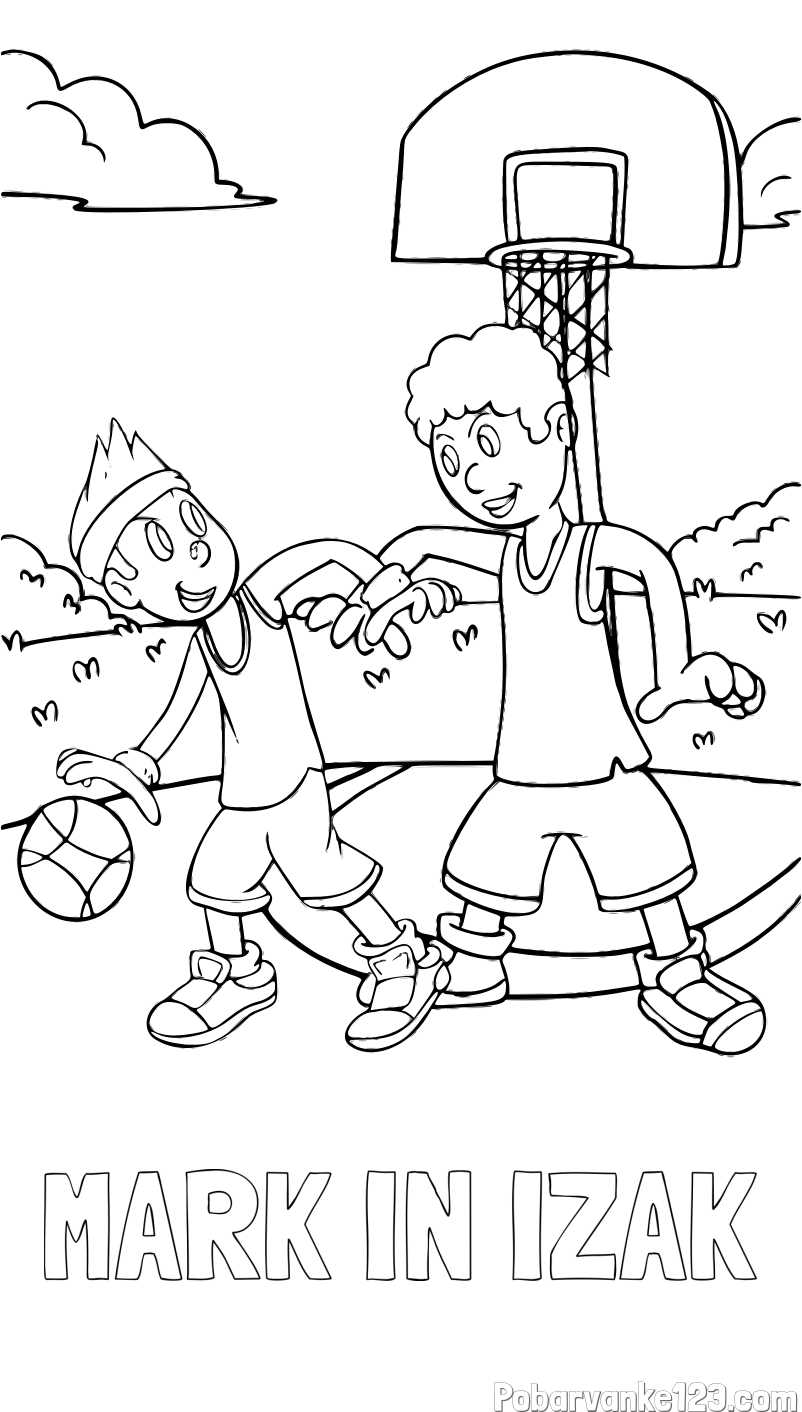 Pobarvanka imena MARK IN IZAK in pobarvanka košarkarjev pri igri