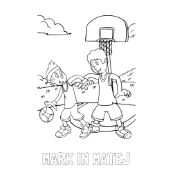 Online izdelana pobarvanka - Pobarvanka imena MARK IN MATEJ in pobarvanka košarkarjev pri igri