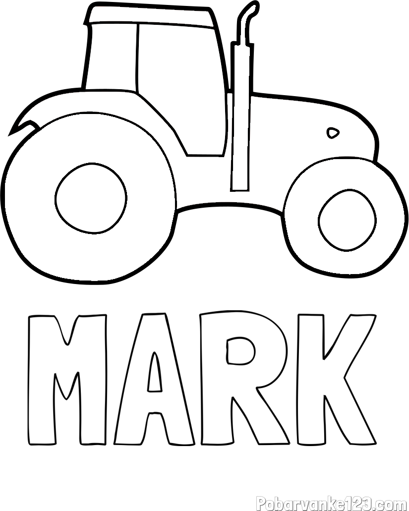 Pobarvanka imena MARK in otroška pobarvanka traktorja