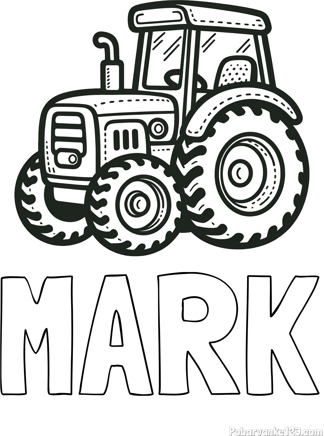 Pobarvanka imena MARK in pobarvanka čudovitega traktorja
