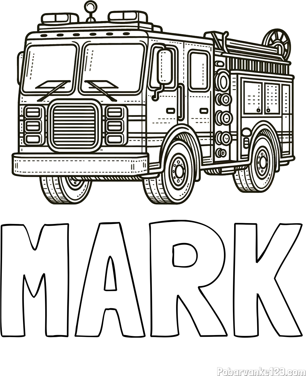 Pobarvanka imena MARK in pobarvanka gasilskega avta