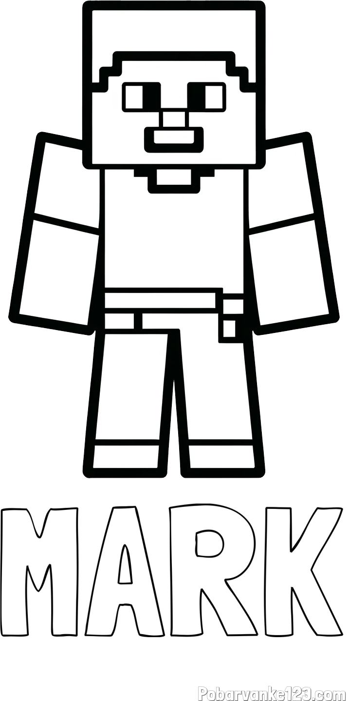 Pobarvanka imena MARK in pobarvanka Minecraft figurice