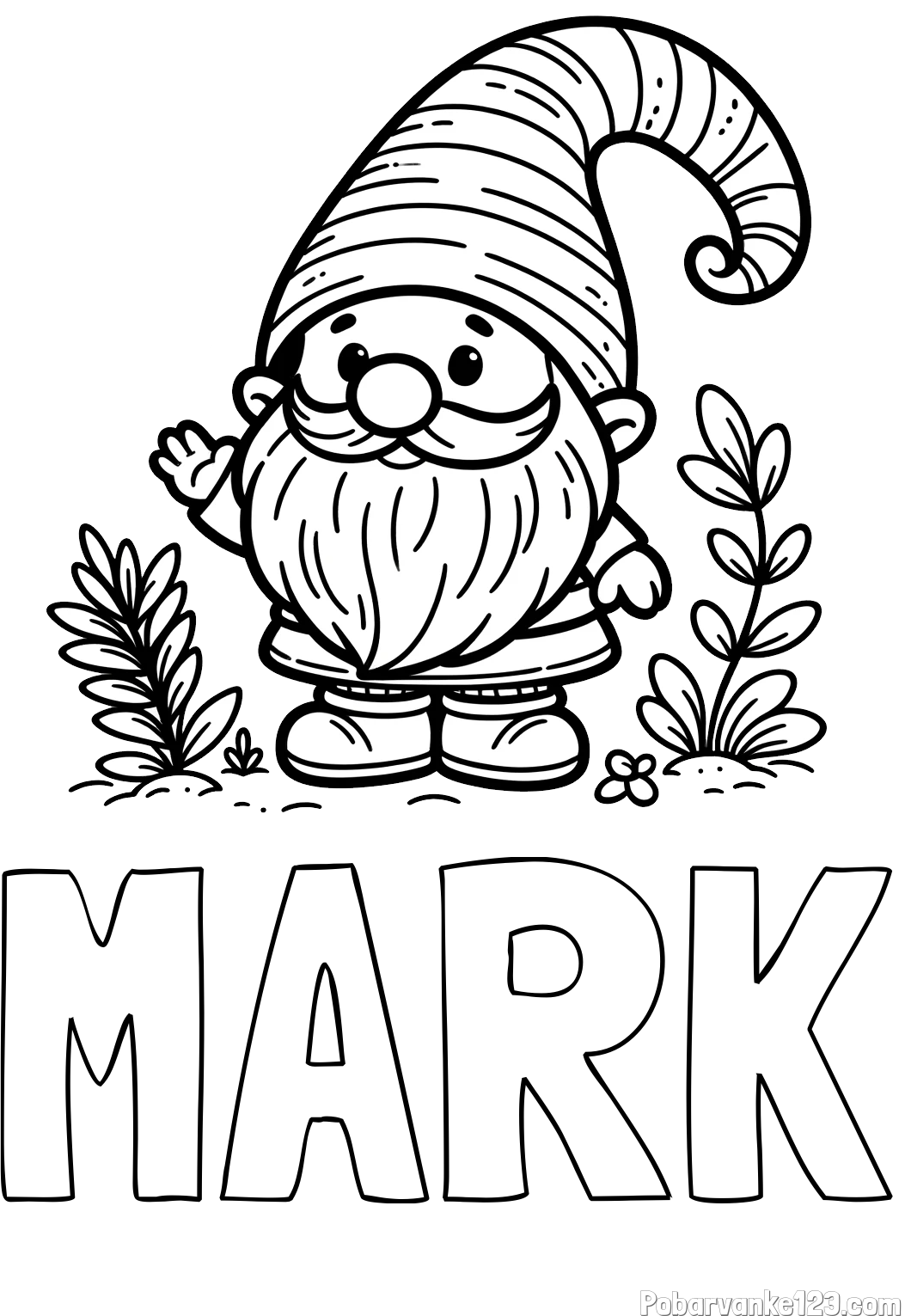 Pobarvanka imena MARK in pobarvanka prijaznega škrata oz. palčka