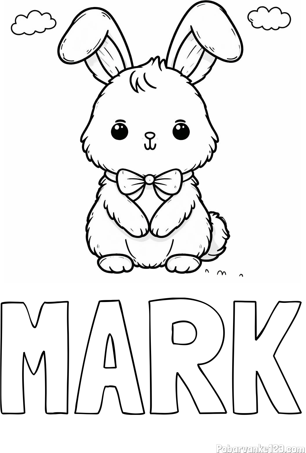 Pobarvanka imena MARK in pobarvanka prikupnega zajčka