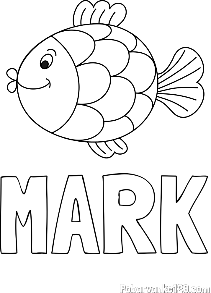 Pobarvanka imena MARK in pobarvanka ribice