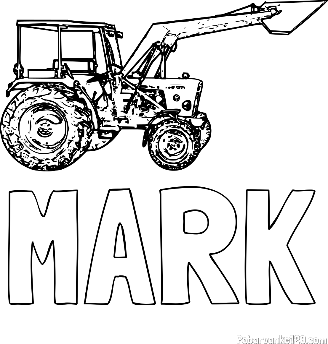 Pobarvanka imena MARK in pobarvanka starega traktorja