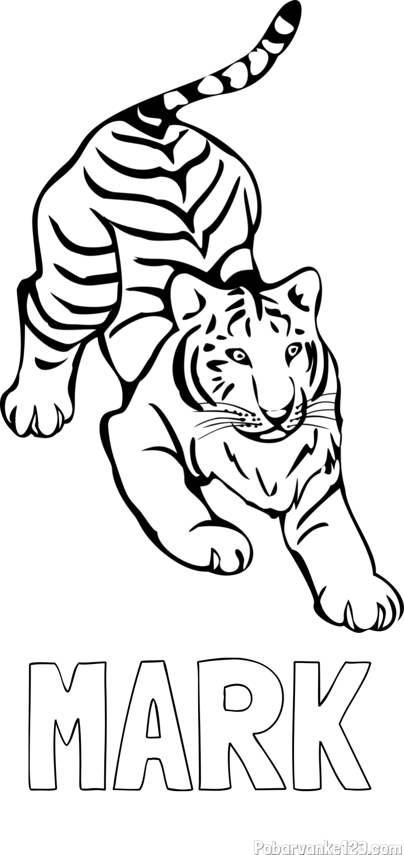 Pobarvanka imena MARK in pobarvanka velikega tigra