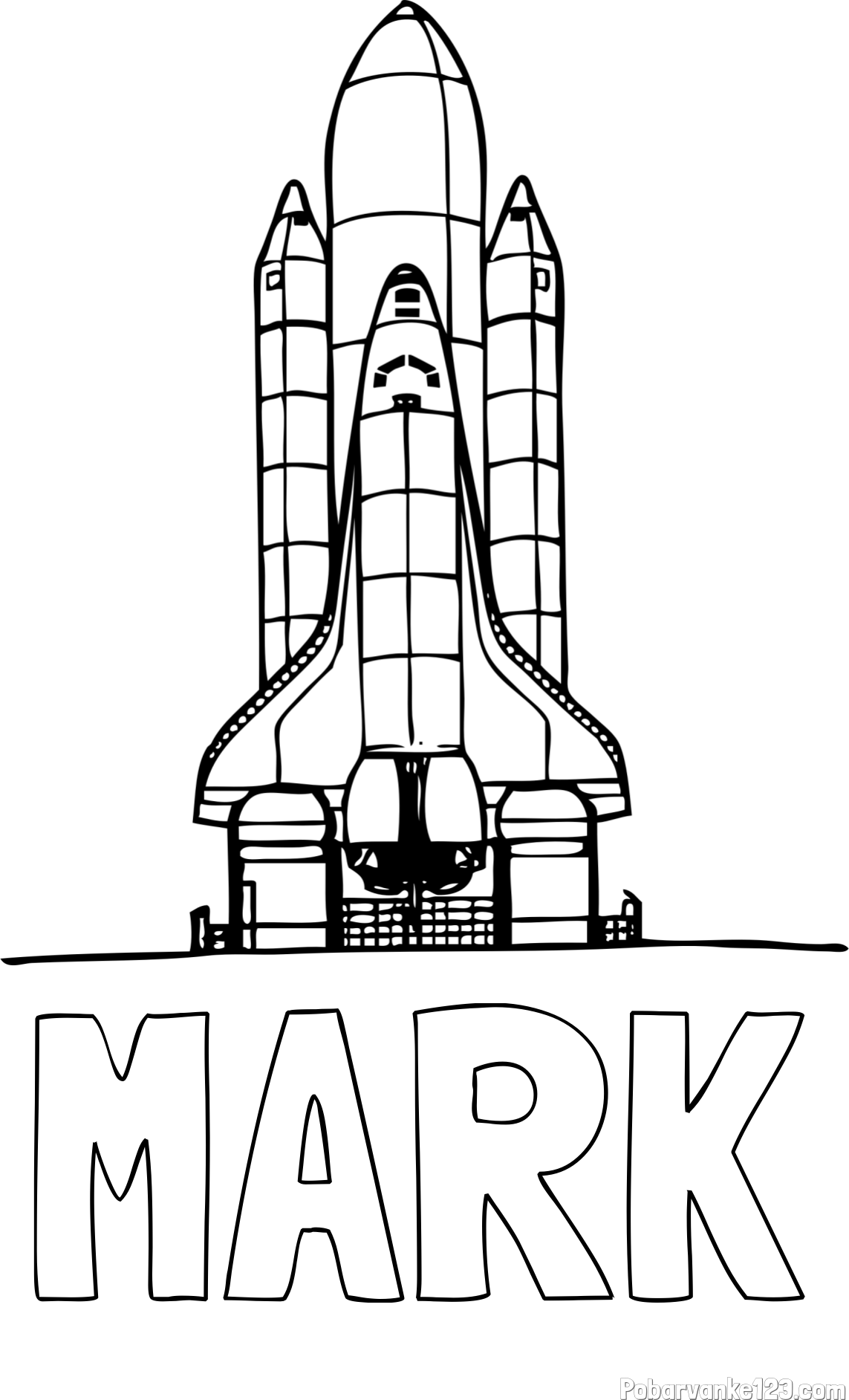 Pobarvanka imena MARK in pobarvanka vesoljskega plovila Space Shuttle