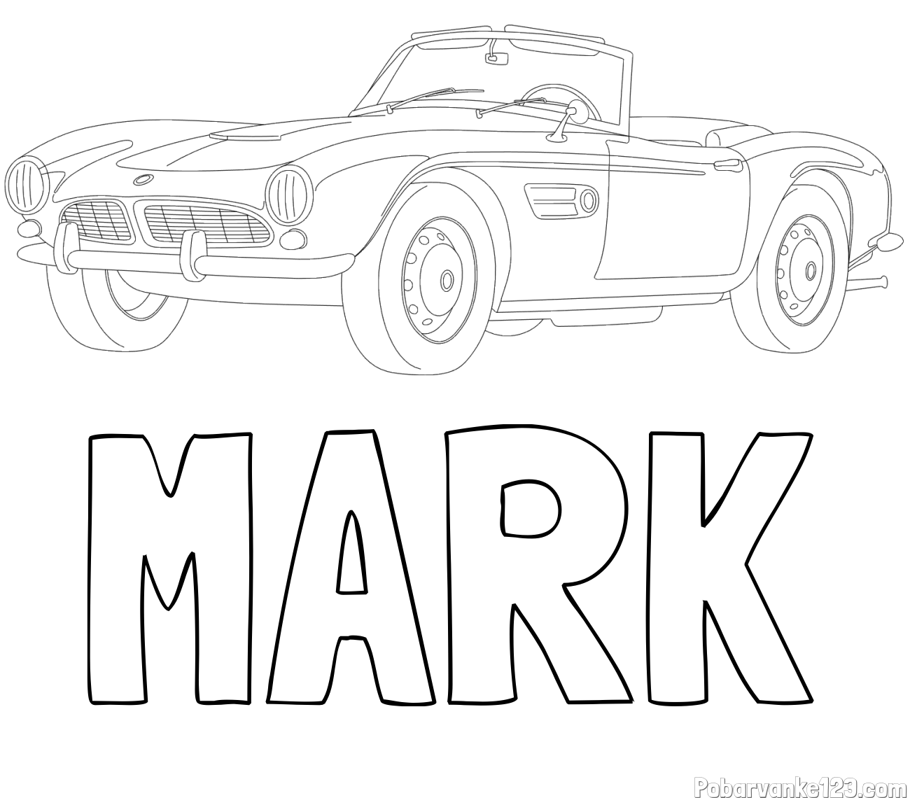 Pobarvanka imena MARK in pobarvnaka starega BMW