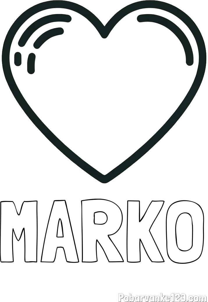 Pobarvanka imena MARKO in pobarvanka lepega srčka