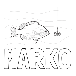 Online izdelana pobarvanka - Pobarvanka imena MARKO in pobarvanka velike ribe