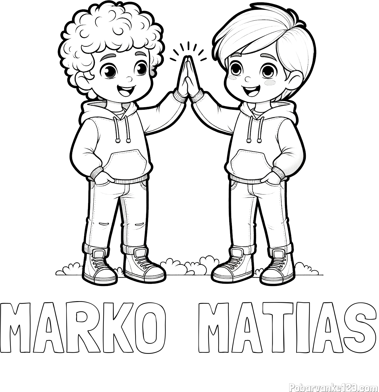 Pobarvanka imena MARKO  MATIAS in pobarvanka prijatlejev
