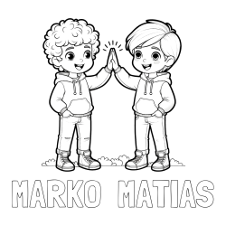 Online izdelana pobarvanka - Pobarvanka imena MARKO  MATIAS in pobarvanka prijatlejev