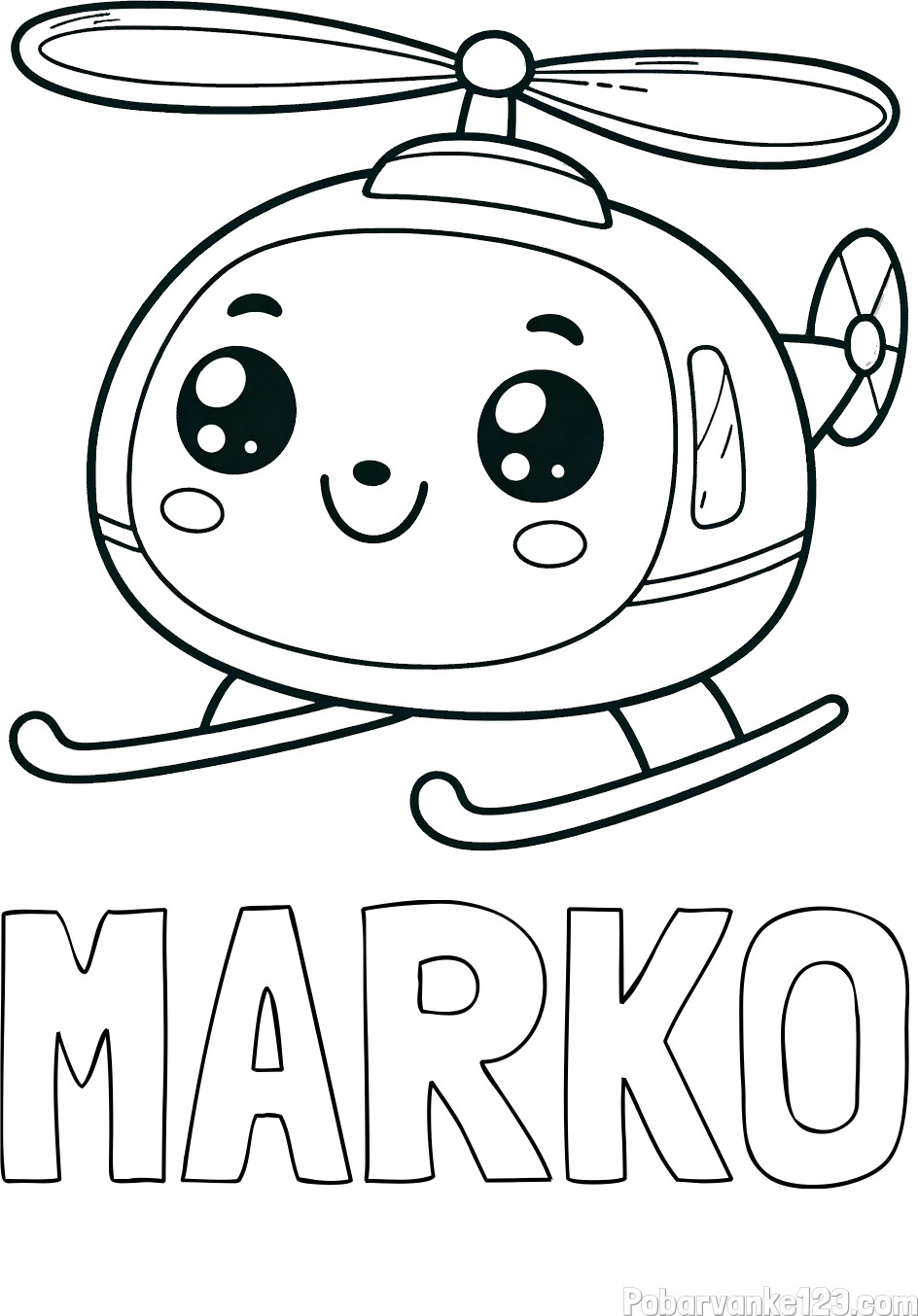 Pobarvanka imena MARKO ter helikopterja