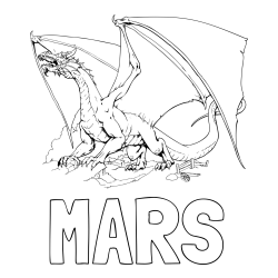 Online izdelana pobarvanka - Pobarvanka imena MARS in pobarvanka strašnega zmaja