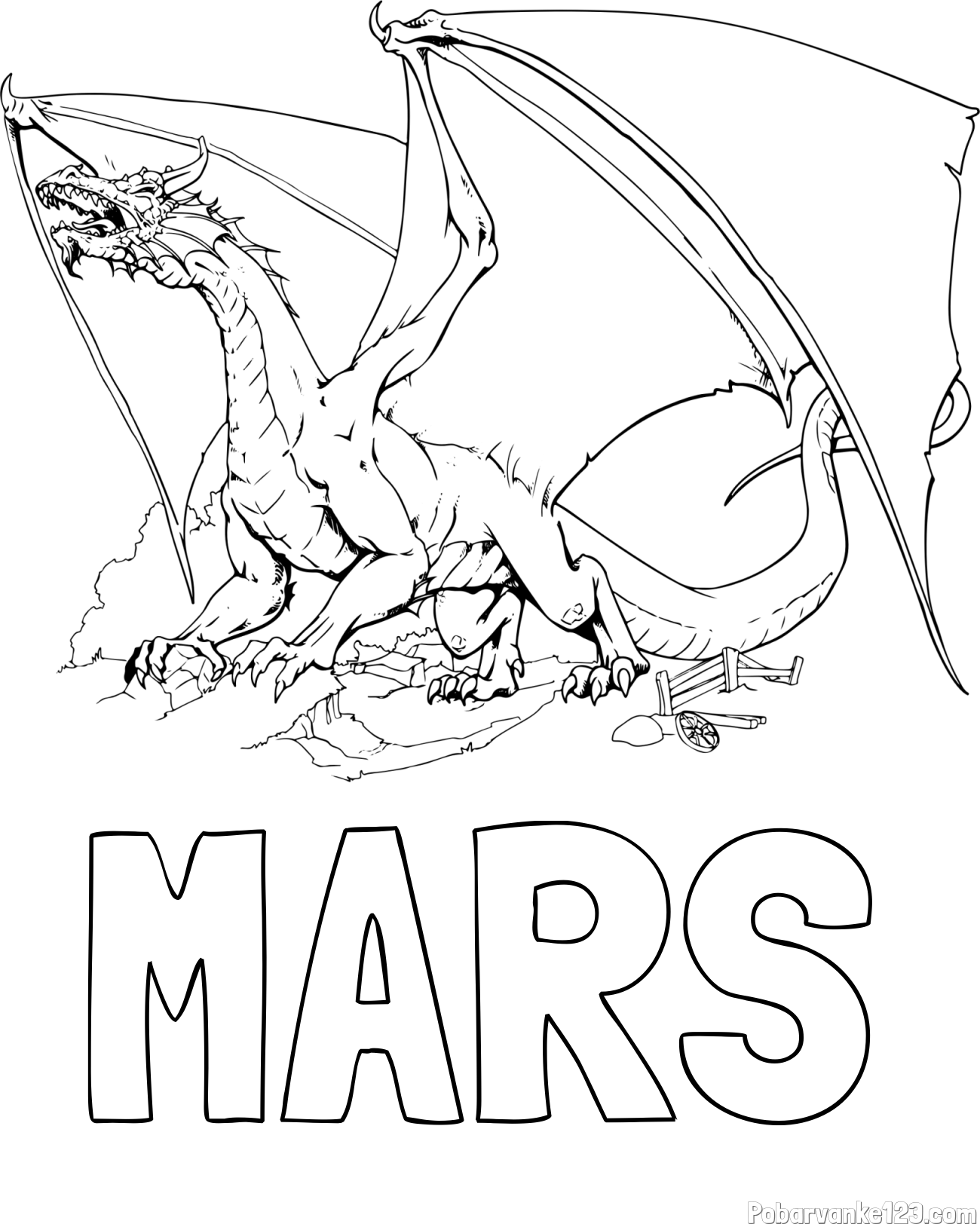 Pobarvanka imena MARS in pobarvanka strašnega zmaja