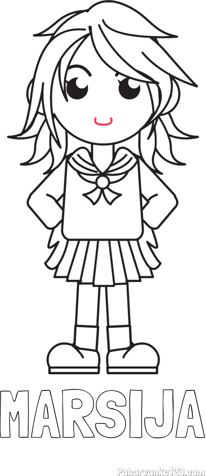 Pobarvanka imena MARSIJA in pobarvanka šolarke