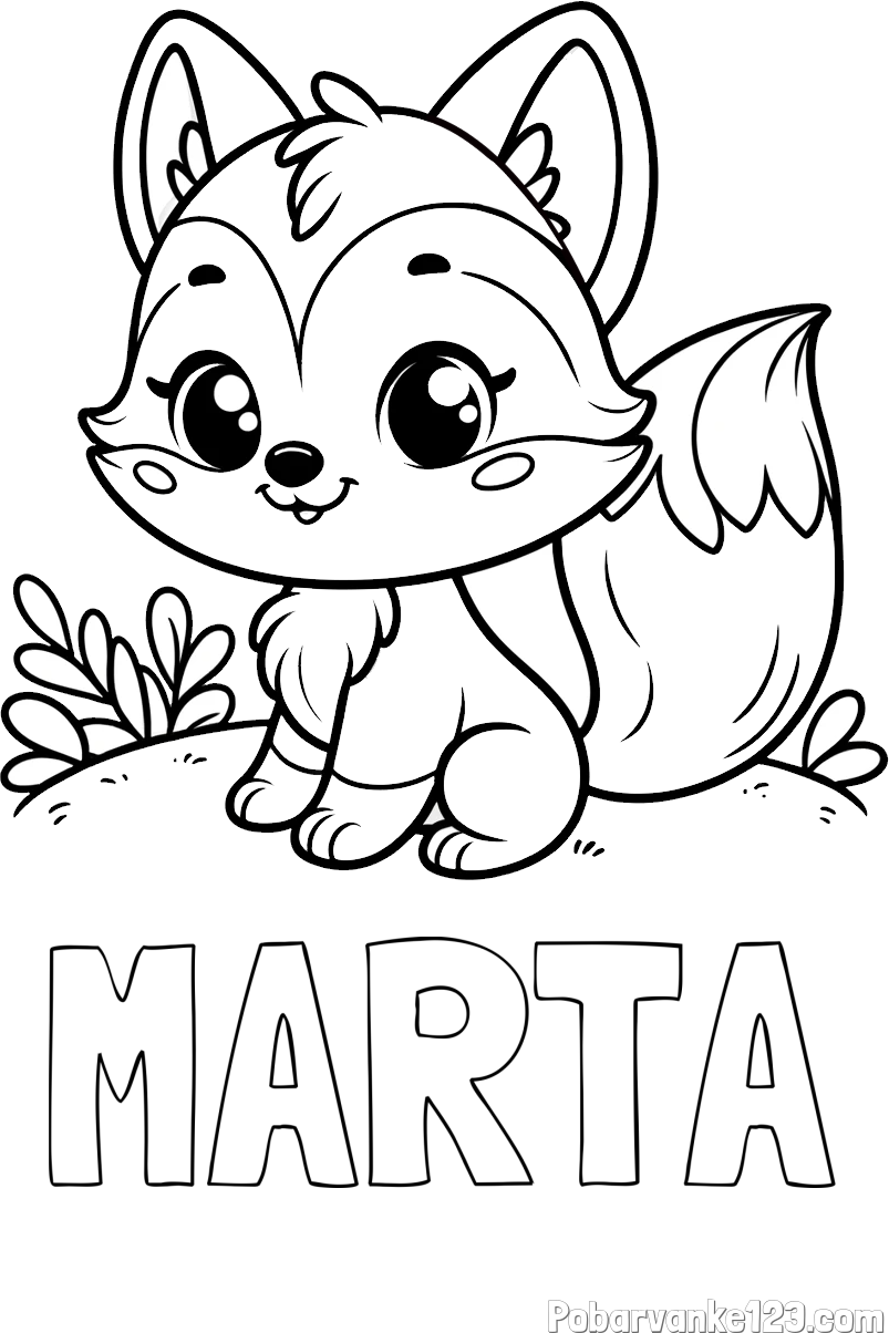 Pobarvanka imena MARTA in pobarvanka lisičke