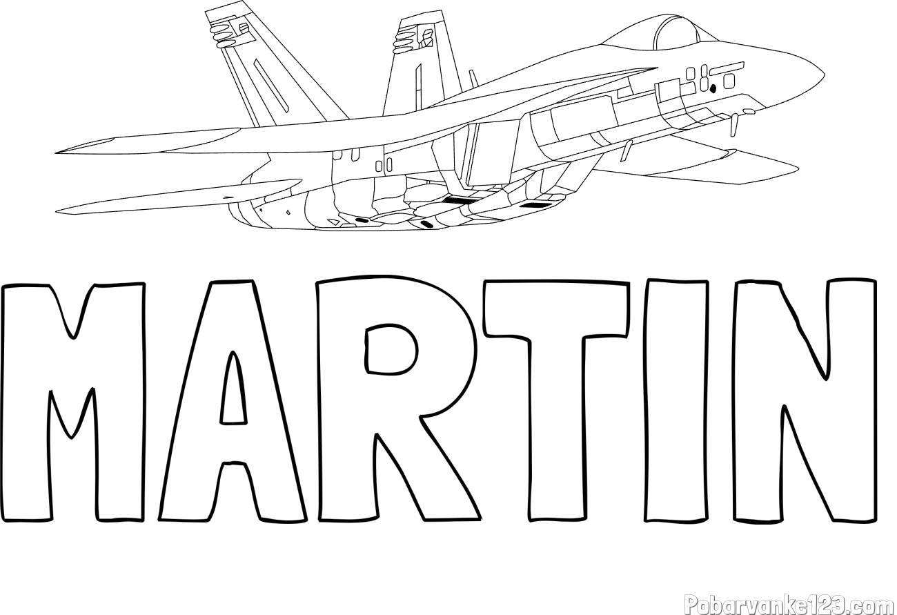 Pobarvanka imena MARTIN in pobarvanka letala Hornet