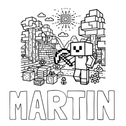 Pobarvanka imena MARTIN in pobarvanka Minecraft sveta