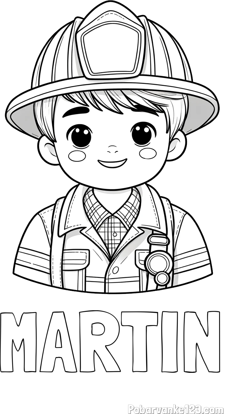 Pobarvanka imena MARTIN in pobarvanka mladega gasilca