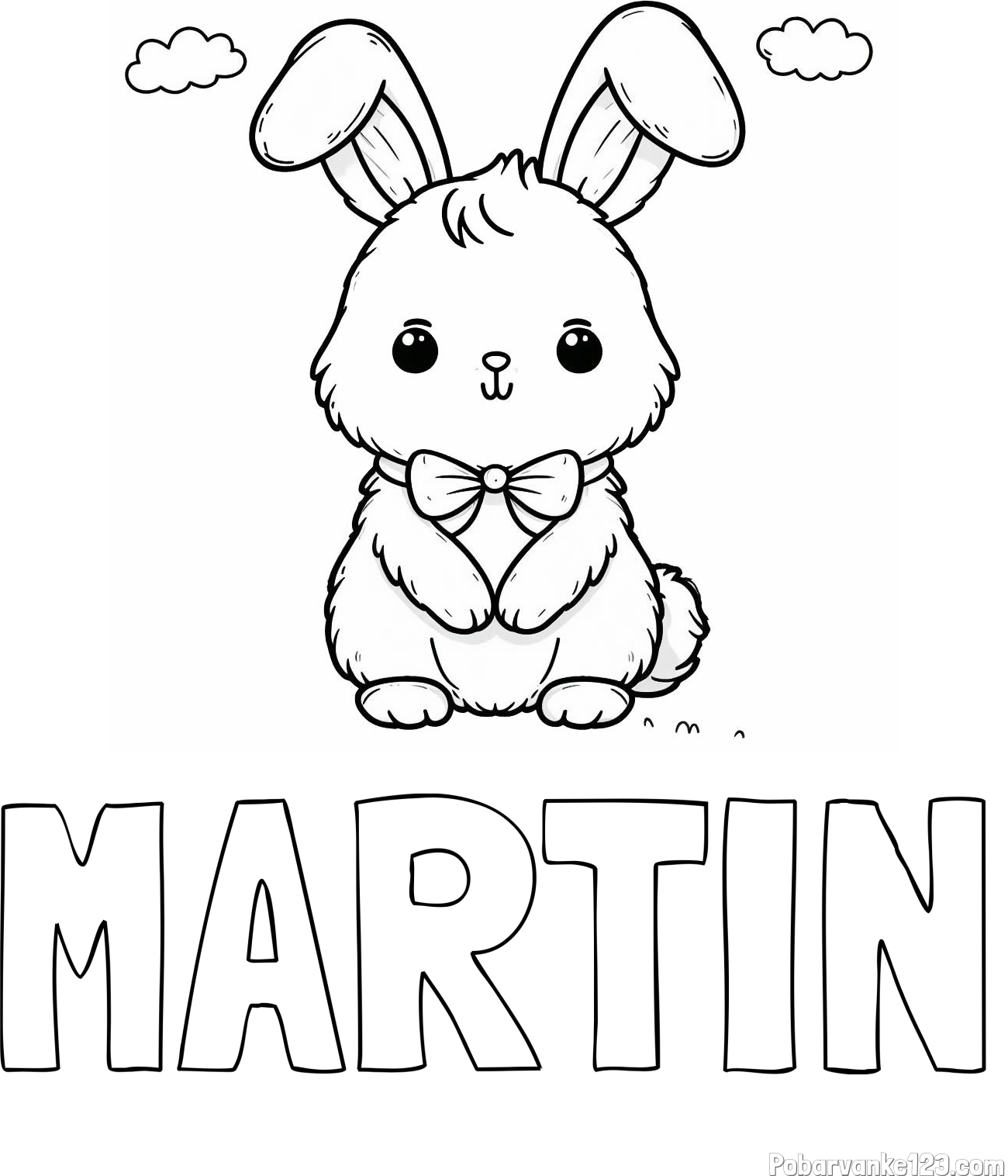 Pobarvanka imena MARTIN in pobarvanka prikupnega zajčka