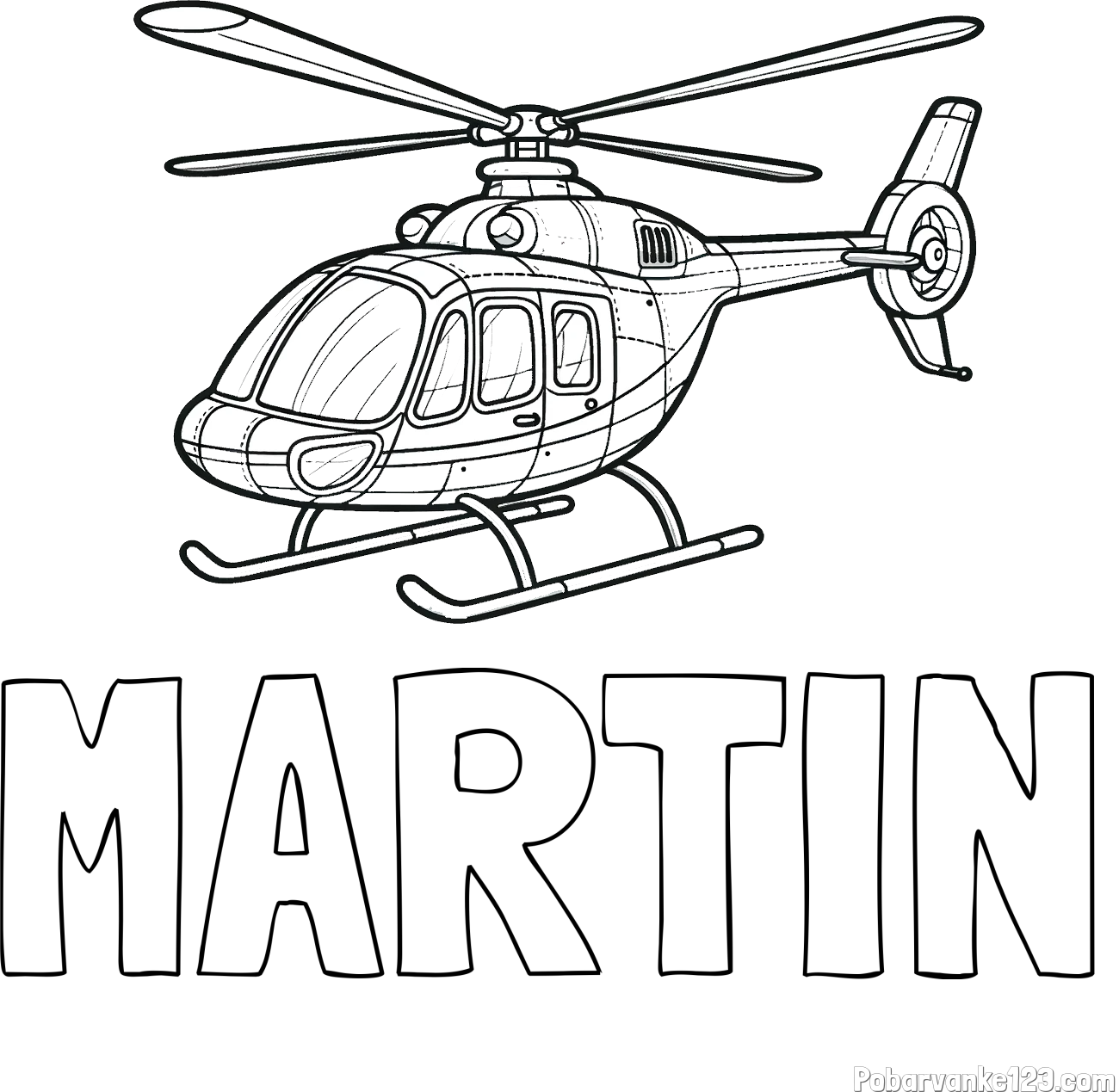 Pobarvanka imena MARTIN in pobarvanka sodobnega helikopterja