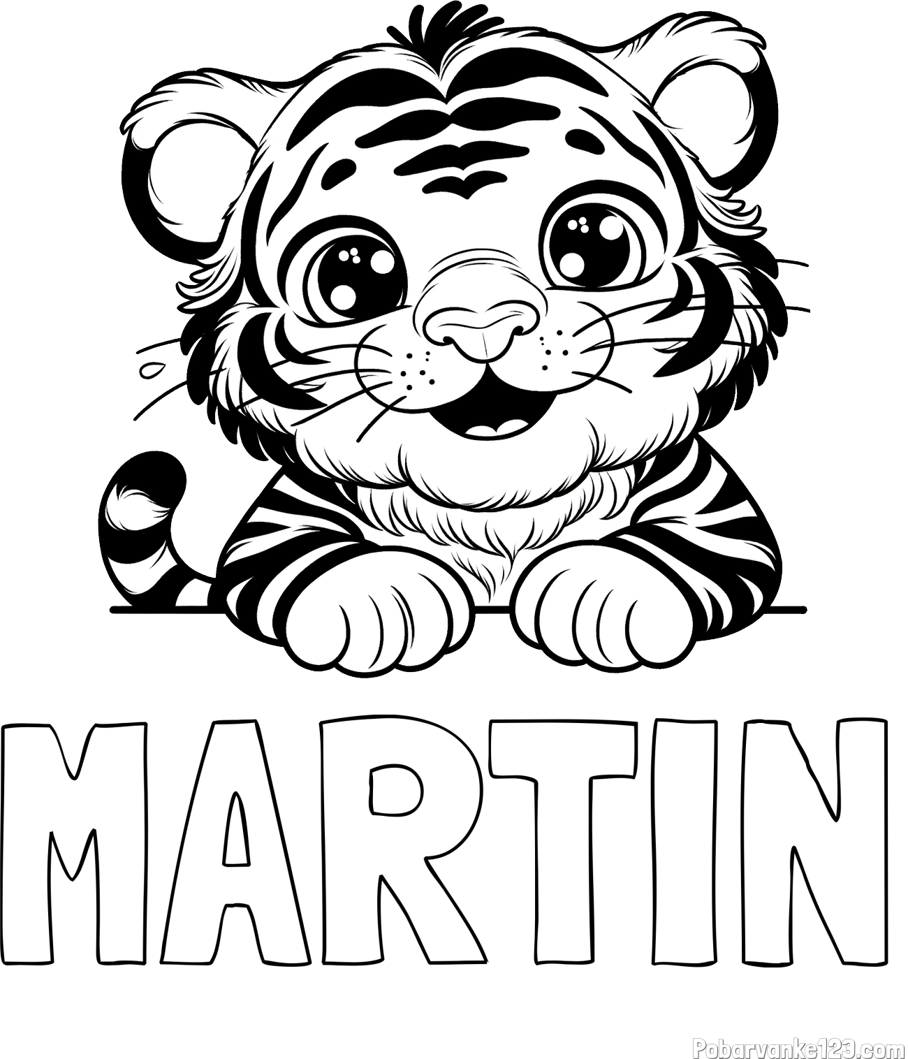 Pobarvanka imena MARTIN in pobarvanka tigrček